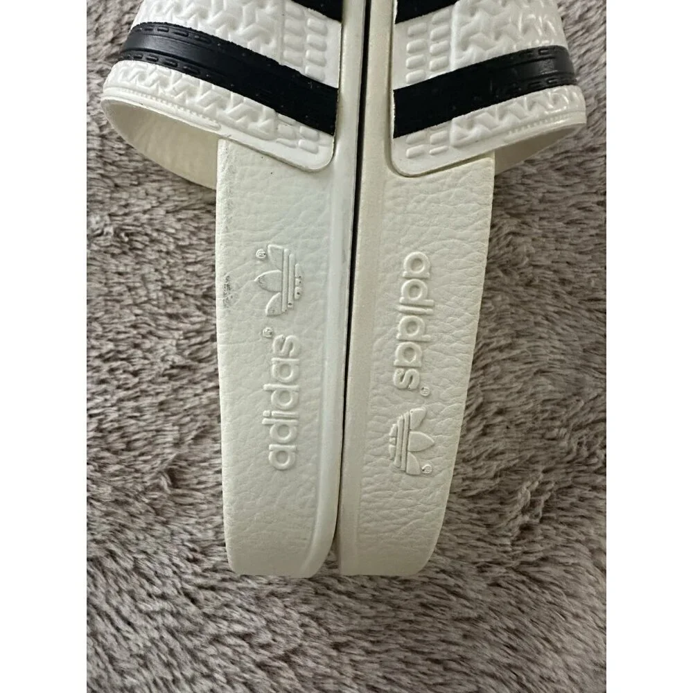 Adidas Adilette Mens Sport Sandals Slides Flip Flops Size 4 White Black 280648